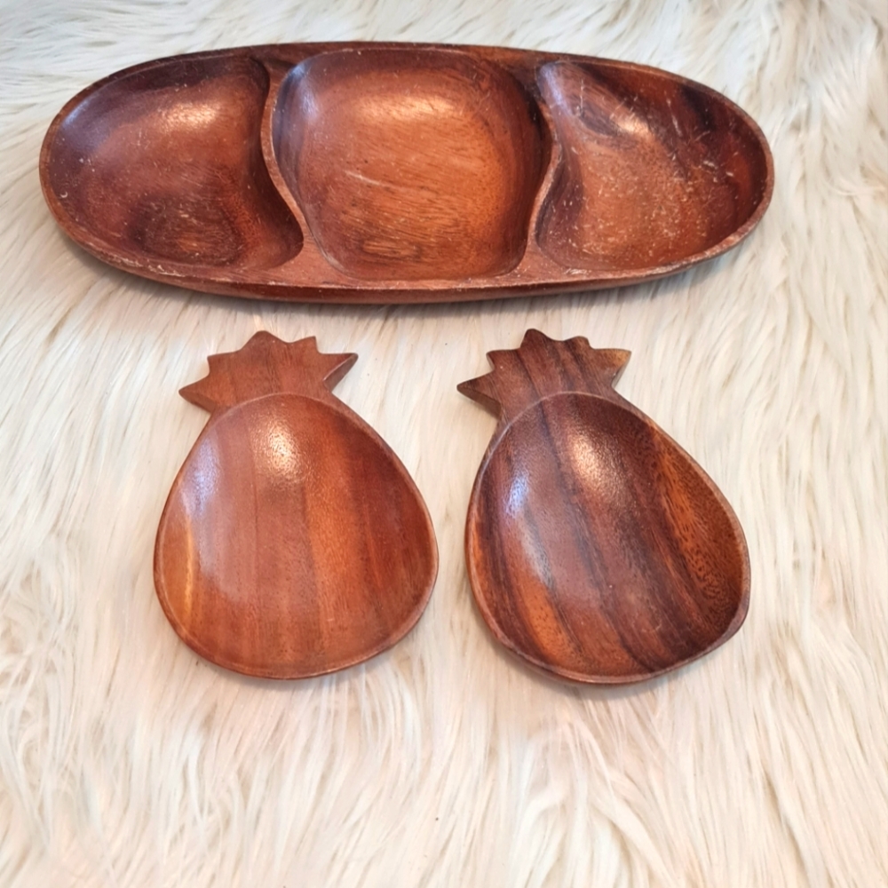 Three Decorative Wooden Servers